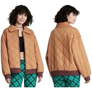 Wild Fable Tan Quilted Bomber Jacket